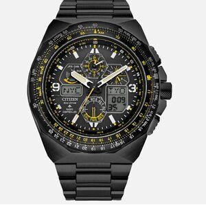 Citizen Men's Eco-Drive Chronograph Black Stainless Steel Watch 46 MM